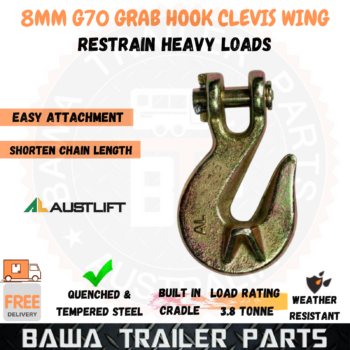 6 Pack G70 1/2 Weld On Chain Grab Hooks WLL# 11,300 lbs Bucket Flatbed Trailer Wrecker Tow Tie Down Mytee Products 